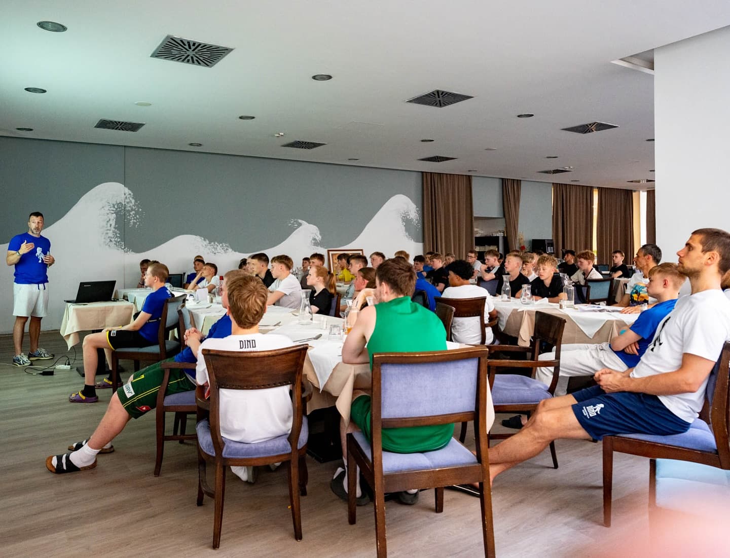 Players competing in camp scrimmage game 2025