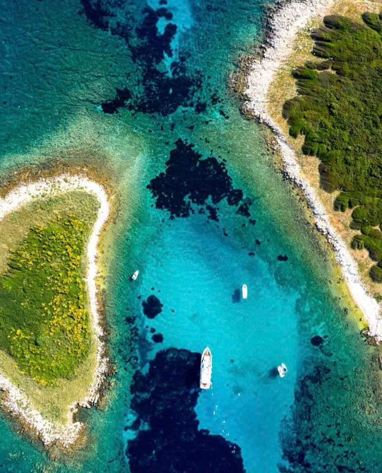 Aerial view of secluded bay